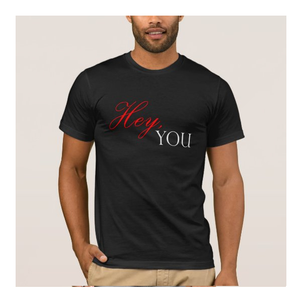 Men's Black T Shirt "Hey, You"